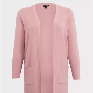 Torrid Pink Cardigan Sweater Open Front Knit